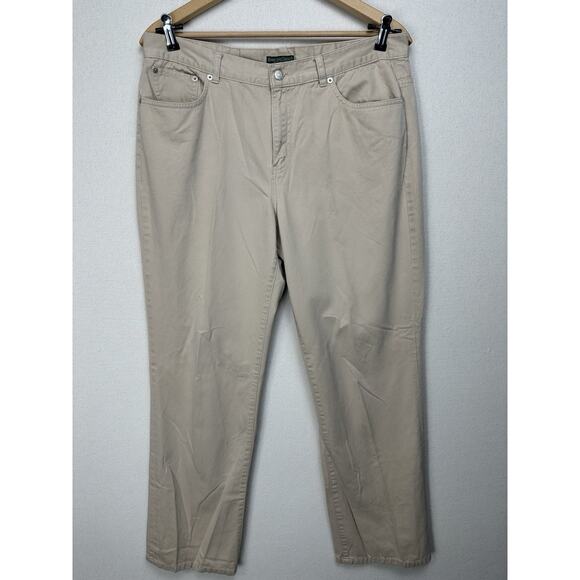 Lauren Ralph Lauren Jeans Co Pants Tan Khaki Jean Straight Leg Women's Size 14 - Picture 1 of 16